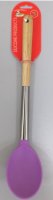 Ложка разливательная силиконовая 35см, деревянная ручка, сиреневая, КС-366