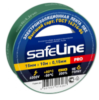 Изолента Safeline зеленая 15мм*10м 10 штук