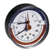 Термометр PF SG 871-10, d53мм. 0-120C, 1/4" аксиальный, 10 бар