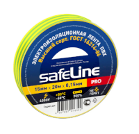 Изолента Safeline желто-зеленая 15мм*20м 10 штук
